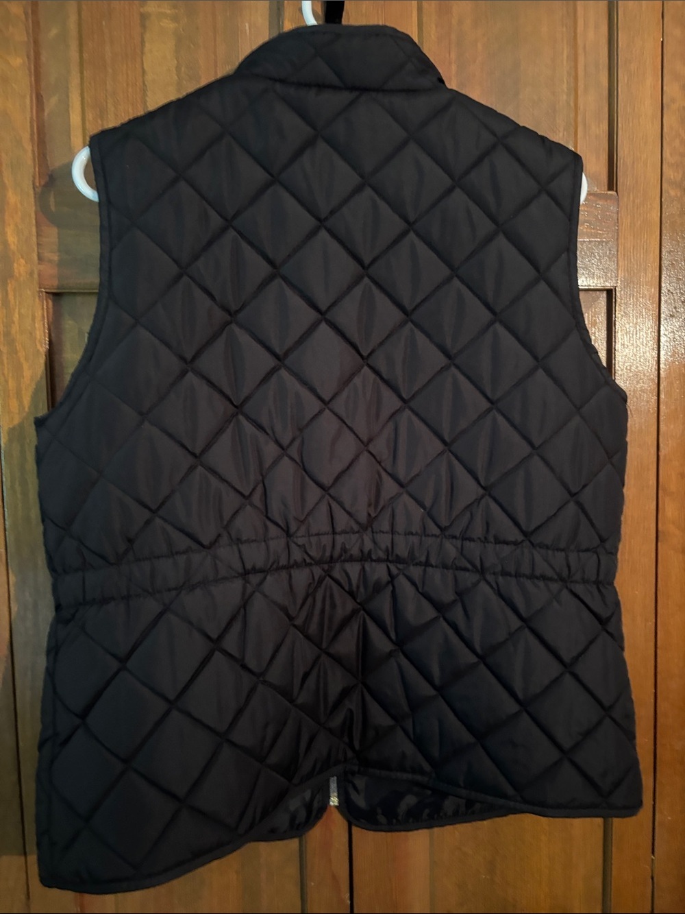 St. John's Bay Black Quilted Puffer Vest with Gold Trim - Picture 7 of 7